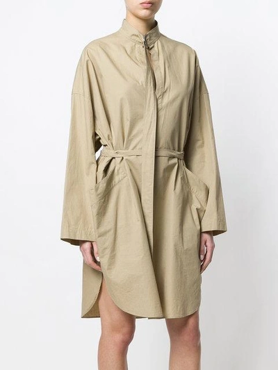 Shop Cedric Charlier Cédric Charlier Belted Shirt Dress - Brown