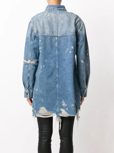 Shop Alexander Wang Oversized Distressed Denim Jacket In Blue