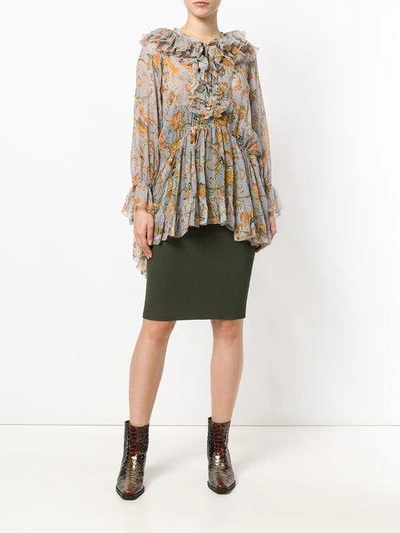 tapestry print blouse