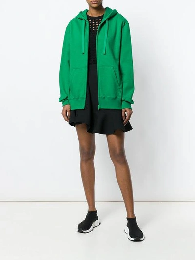 Shop Valentino Logo Patch Hoodie In Green