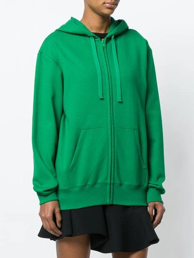 Shop Valentino Logo Patch Hoodie In Green
