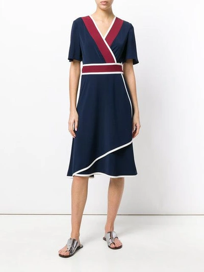 Tory Burch Peggy Color-block Wrap Dress In Tory Navy | ModeSens
