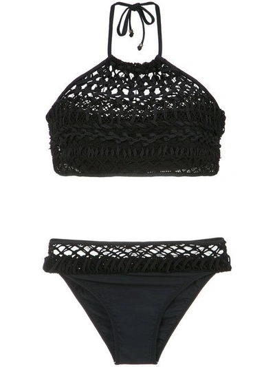 Shop Amir Slama Macramé Bikini Set In Black