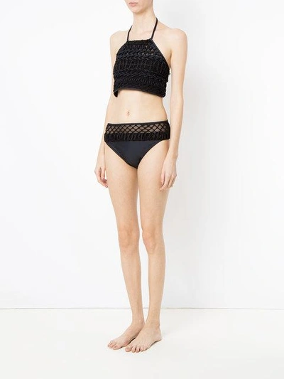 Shop Amir Slama Macramé Bikini Set In Black