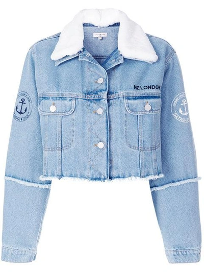 Shop Natasha Zinko Cropped Denim Jacket - Blue