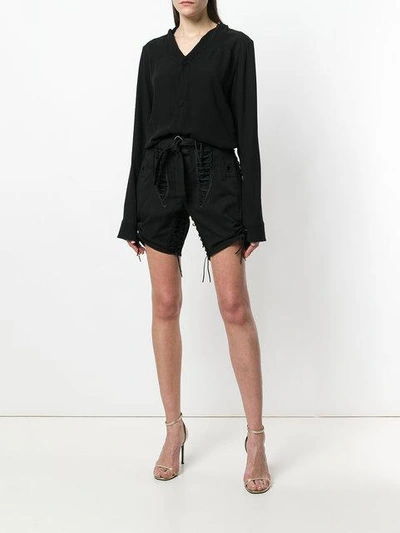 Shop Saint Laurent Lace-up Design Shorts - Black