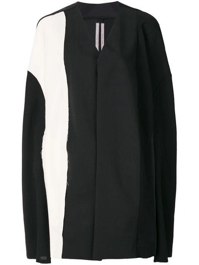 Shop Rick Owens Colour Block Cape Coat In Black