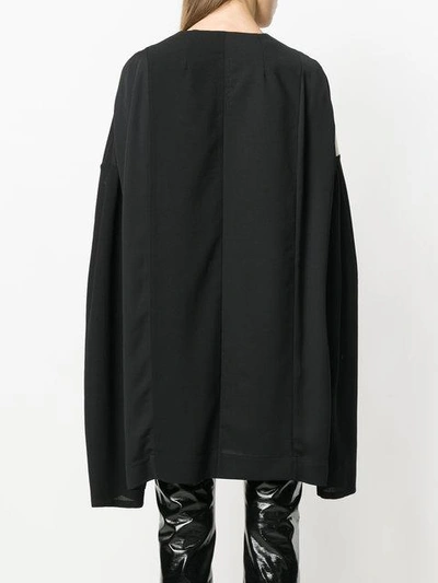 Shop Rick Owens Colour Block Cape Coat In Black