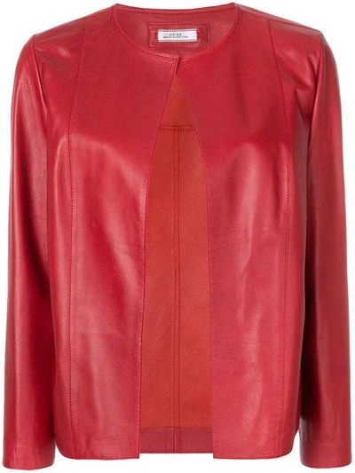 Shop Desa 1972 Collarless Cropped Jacket - Red