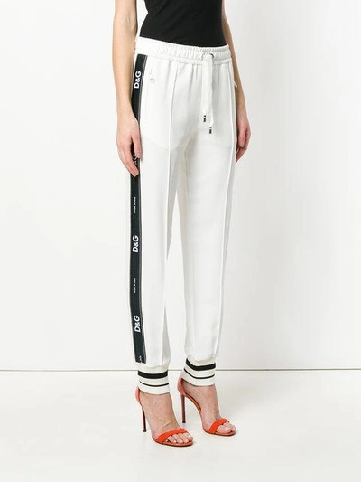 Shop Dolce & Gabbana Contrast Panel Sweatpants In White