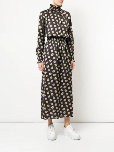 Shop Astraet Long Floral Dress In Black