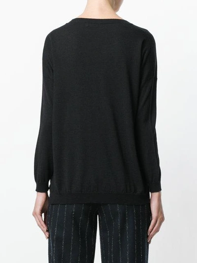 Shop Le Tricot Perugia Round Neck Sweater In Black