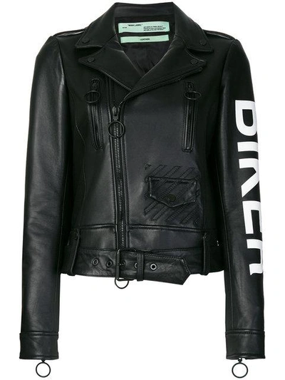 Shop Off-white Biker Jacket - Black