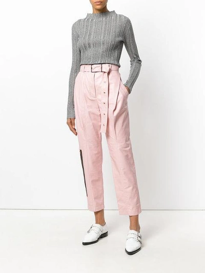 Shop Proenza Schouler Leather Belted Straight Pant