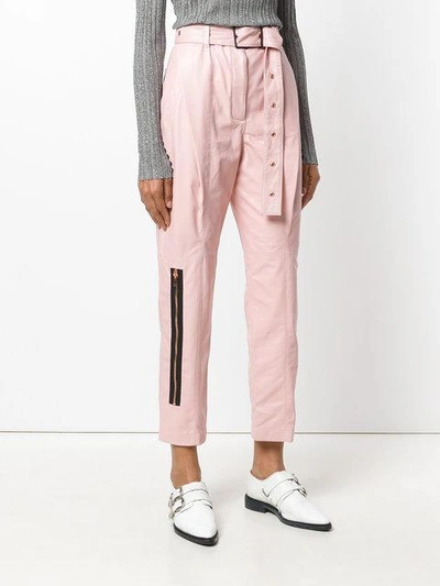 Shop Proenza Schouler Leather Belted Straight Trouser