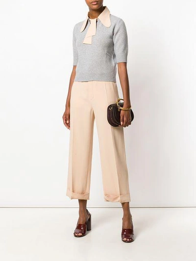 Shop Chloé Wide Leg Culotte Trousers In Neutrals