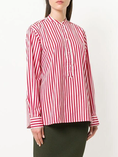 Shop Aspesi Striped Mandarin-collar Shirt