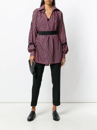 Shop Etro Oversized Patterned Button Collar Shirt - Pink