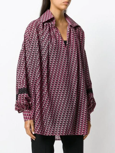Shop Etro Oversized Patterned Button Collar Shirt - Pink