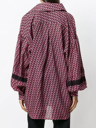 Shop Etro Oversized Patterned Button Collar Shirt - Pink