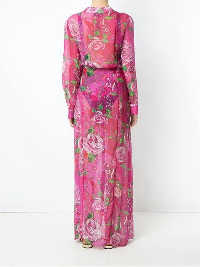 Shop Amir Slama Rose Print Cover-up - Pink