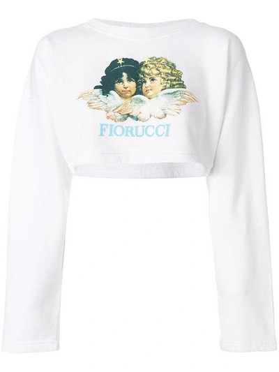 Shop Fiorucci Vintage Angels Crop Sweatshirt In White