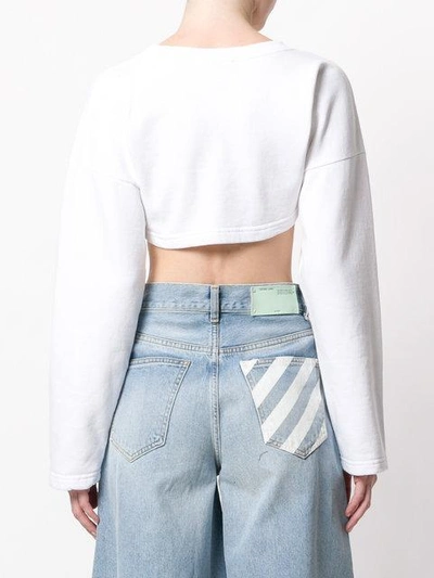 Shop Fiorucci Vintage Angels Crop Sweatshirt In White