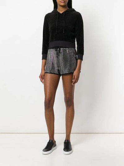 Shop Juicy Couture Swarovski Embellished Velour Shorts In Black