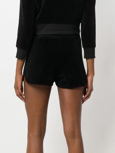 Shop Juicy Couture Swarovski Embellished Velour Shorts In Black