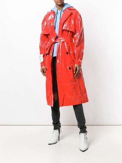 Shop Msgm Buttoned Up Rain Coat - Red