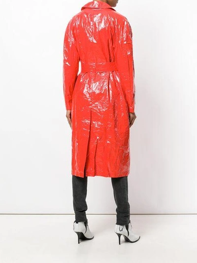 Shop Msgm Buttoned Up Rain Coat - Red