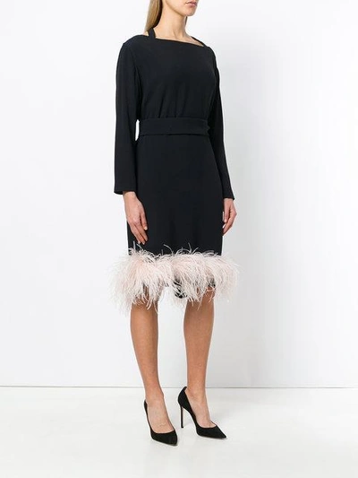 Shop Prada Detachable Feathers Shift Dress