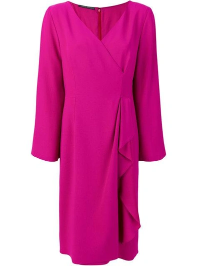 Shop Alberta Ferretti V-neck Wrap Dress In Pink