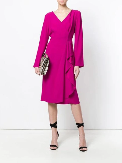 Shop Alberta Ferretti V-neck Wrap Dress In Pink