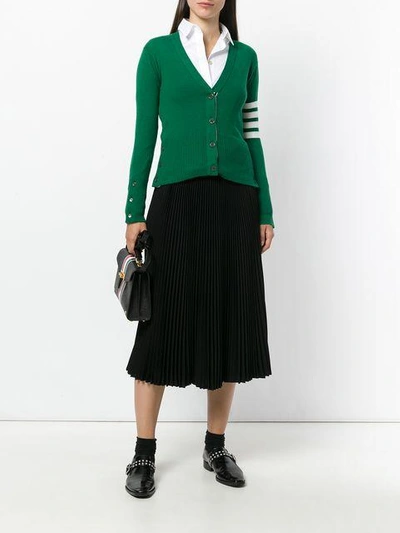 Shop Thom Browne 4-bar Stripe Cardigan In Green