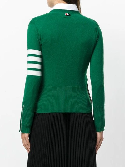 Shop Thom Browne 4-bar Stripe Cardigan In Green