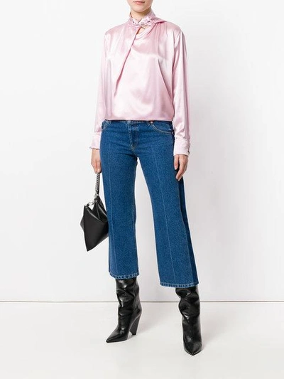 Shop Marques' Almeida Satin Buckle-neck Blouse In Pink