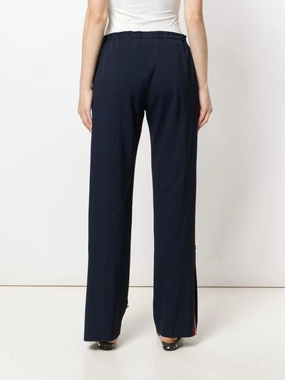 Shop Ermanno Scervino Floral Embroidered Straight Trousers - Blue