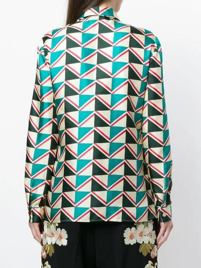 Shop Gucci Geometric Print Blouse With Pussy Bow In Multicolour