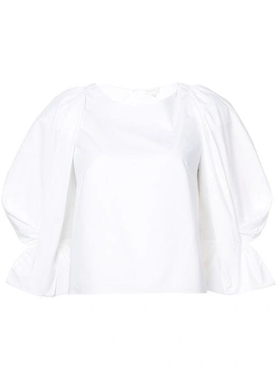 Shop Delpozo Oversized Poplin Blouse In 010-optical White