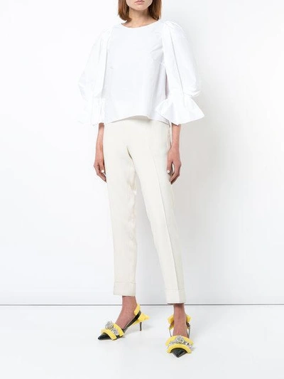 Shop Delpozo Oversized Poplin Blouse In 010-optical White