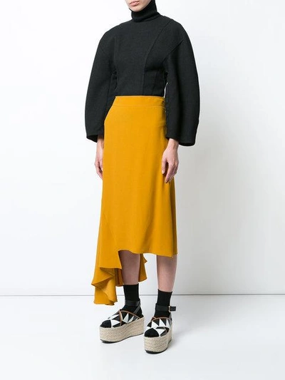Shop Marni Asymmetric Ruffled Skirt - Yellow & Orange