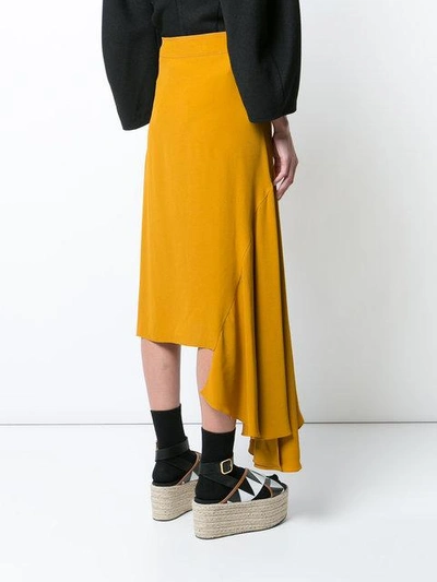 Shop Marni Asymmetric Ruffled Skirt - Yellow & Orange