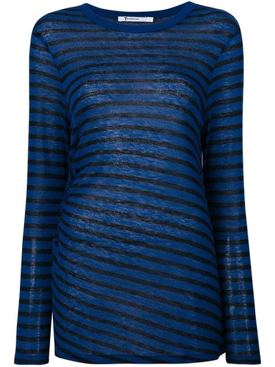 Shop Alexander Wang Striped Cut Out Top In Blue