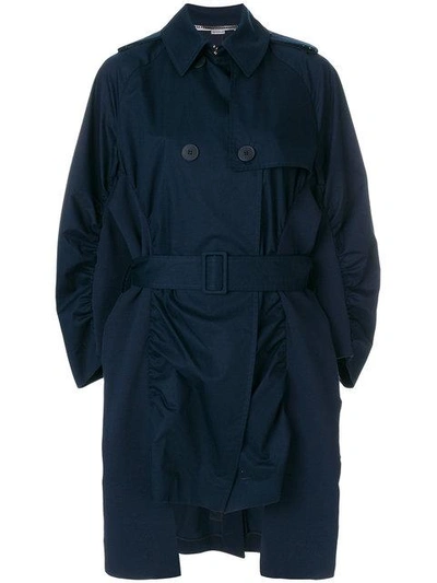 Shop Stella Mccartney Ruched Trench Coat In Blue