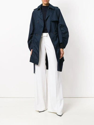Shop Stella Mccartney Ruched Trench Coat In Blue