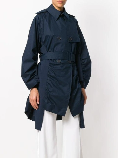 Shop Stella Mccartney Ruched Trench Coat In Blue