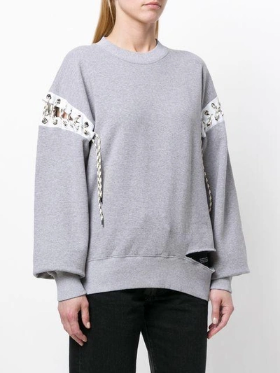Shop Aries Deconstructed Sweatshirt - Grey