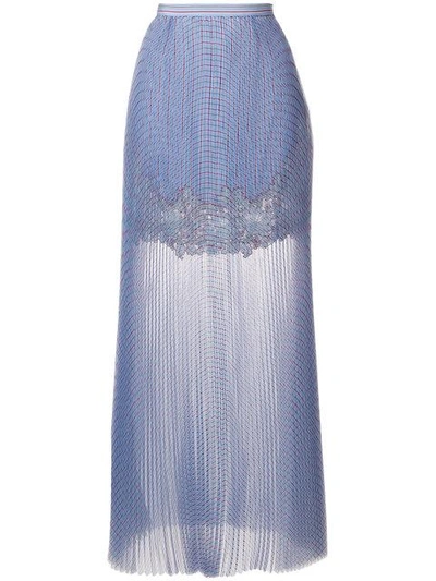 Shop Ermanno Scervino Lace Panel Maxi Skirt - Blue