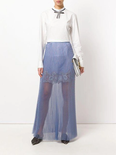 Shop Ermanno Scervino Lace Panel Maxi Skirt - Blue